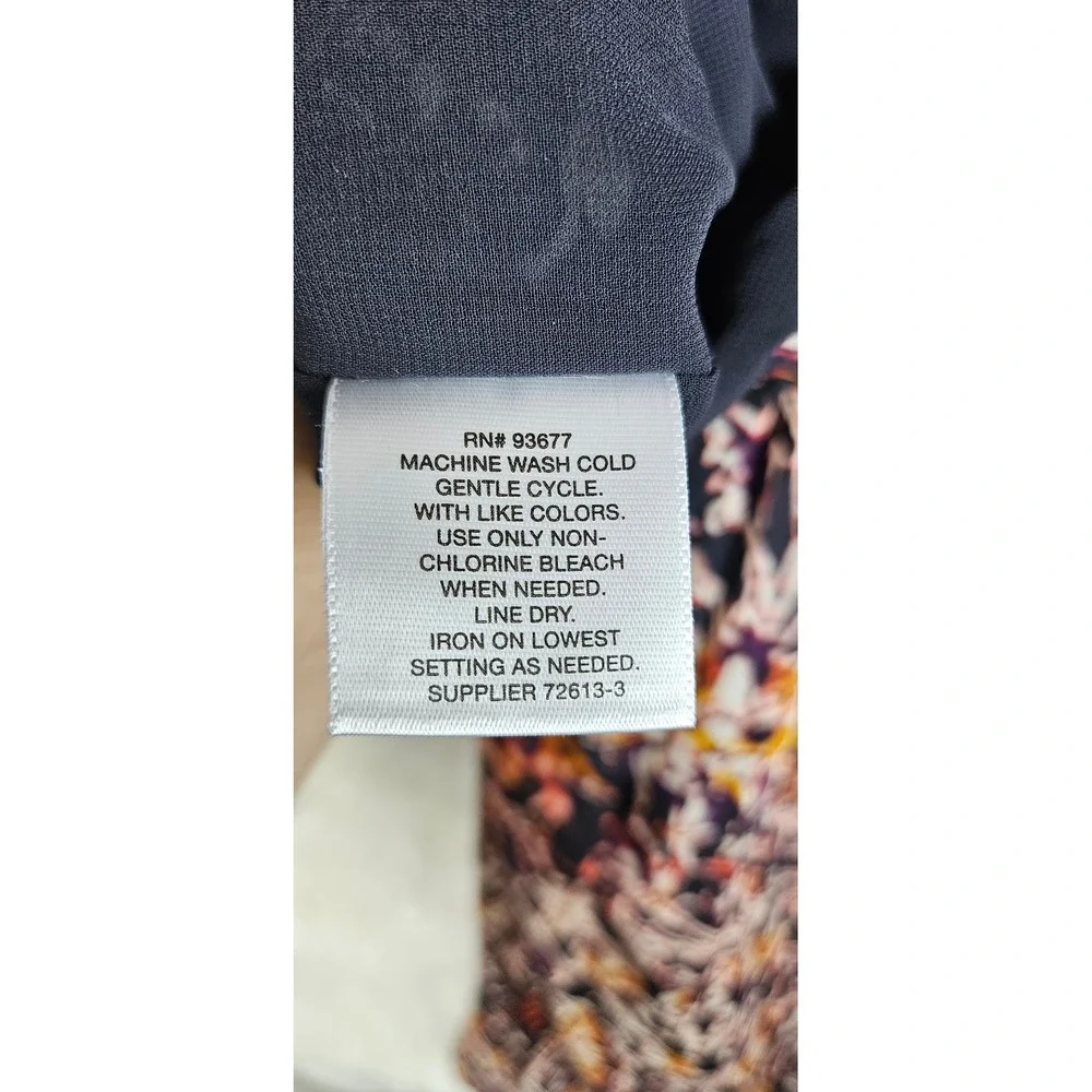 Liz Claiborne Womens XL Floral Chiffon Midi Skirt Elastic Waist Purple Orange‎